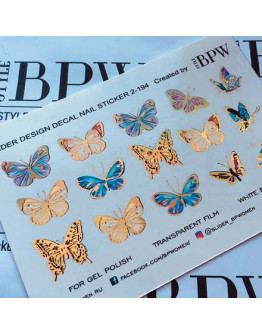 BPW.Style, Слайдер-дизайн «Бабочки» №2-194, золото голография
