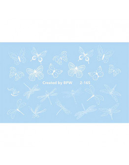 Набор, BPW.Style, Слайдер-дизайн «Белые бабочки и стрекозы» №2-165, 3 шт.