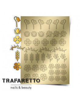 Набор, Trafaretto, Металлизированные наклейки FL-01, золото, 2 шт.