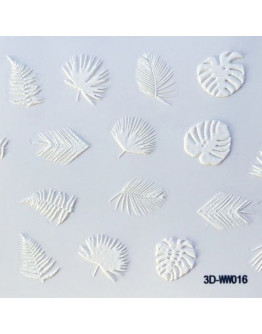 Anna Tkacheva, 3D-стикер №016 «Листья. Веточки», белый