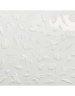 Anna Tkacheva, 3D-стикер №050 «Листья. Фламинго», белый