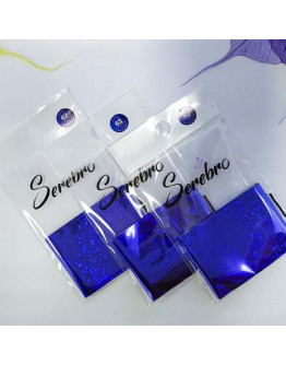Serebro, Фольга для дизайна ногтей №62, синие голографические ромбы