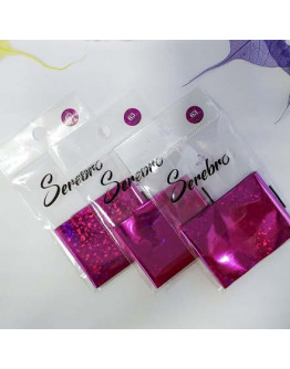 Serebro, Фольга для дизайна ногтей №63, ярко-розовые голографические ромбы