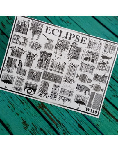 Eclipse, Слайдер-дизайн для ногтей W №110, черный