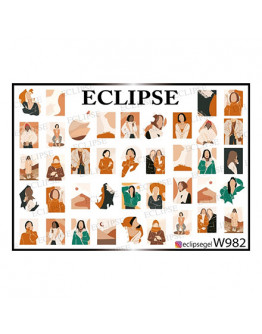 Набор, Eclipse, Слайдер-дизайн для ногтей W №982, 3 шт.