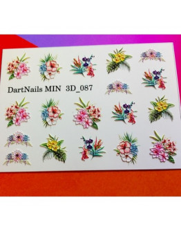 Набор, DartNails, 3D-слайдер «Цветы» №087, 3 шт.