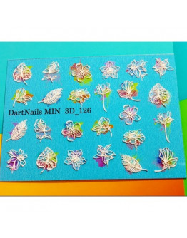 Набор, DartNails, 3D-слайдер «Цветы микс» №126, 3 шт.