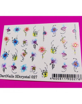 DartNails, 3D-слайдер Crystal «Цветы Микс» №027