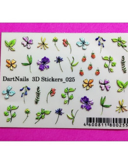 DartNails, 3D-стикер «Цветы микс» №025