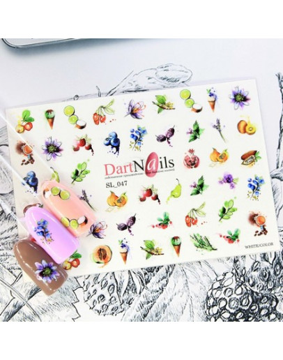 DartNails, Слайдер-дизайн Art-Fashion «Ягоды и фрукты» №047