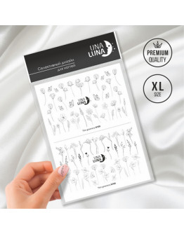 Una Luna, Слайдер-дизайн для ногтей Thin Greenery №N709