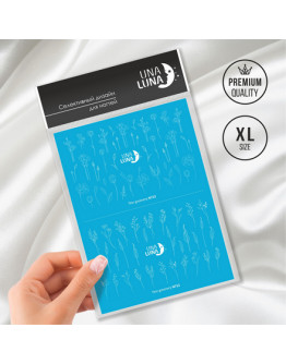 Una Luna, Слайдер-дизайн для ногтей Thin Greenery №N712