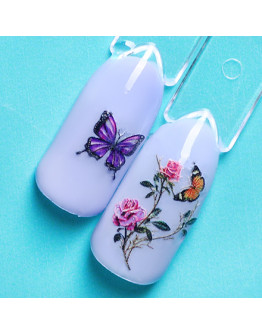 KrasotkaPro, 3D-стикер для ногтей «Бабочки. Цветы»