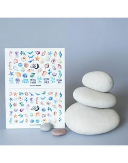 Una Luna, Слайдер-дизайн для ногтей Seashells №AQ1306