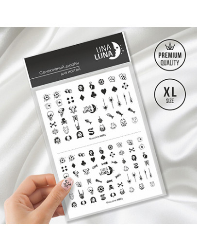 UNA LUNA, Слайдер-дизайн для ногтей Masculine №M801