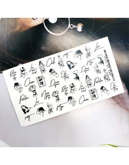 Ami-Nails, Слайдер-дизайн №3532 «Надписи, линии, девушки»