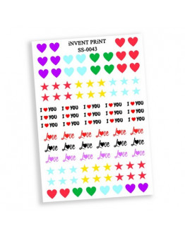 iNVENT PRiNT, Самоклеящийся слайдер-дизайн «Любовь. Love. Сердце» №SS-43