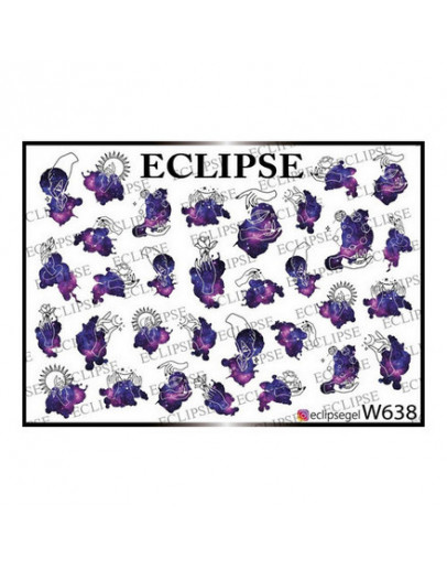 Набор, Eclipse, Слайдер-дизайн для ногтей W №638, 3 шт.