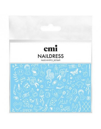 Набор, EMI, Слайдер-дизайн Naildress №80 «Интро», белый, 3 шт.