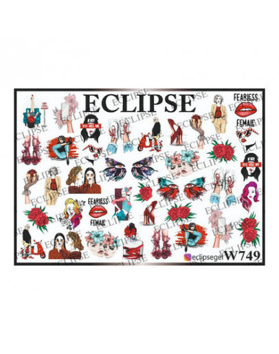 Набор, Eclipse, Слайдер-дизайн для ногтей W №749, 3 шт.