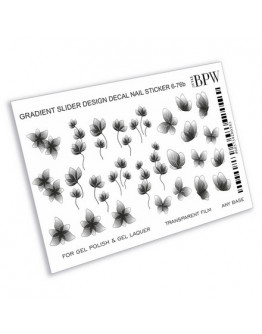 Набор, BPW.Style, Слайдер-дизайн «Черные цветы и бабочки» №6-76b, градиент, 3 шт.