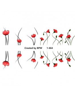 Набор, BPW.Style, Слайдер-дизайн «Цветы» №1-664, 4 шт.