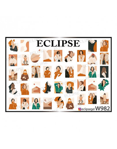 Набор, Eclipse, Слайдер-дизайн для ногтей W №982, 3 шт.