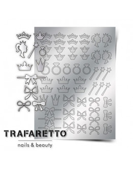Набор, Trafaretto, Металлизированные наклейки PR-01, серебро, 2 шт.
