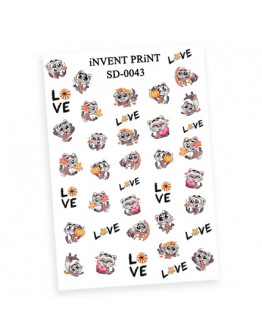 Набор, iNVENT PRiNT, Слайдер-дизайн «Кот. Love. Осень» №SD-43, 3 шт.