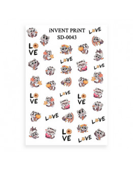 Набор, iNVENT PRiNT, Слайдер-дизайн «Кот. Love. Осень» №SD-43, 3 шт.