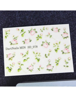 Набор, DartNails, 3D-слайдер «Цветы» №078, 3 шт.