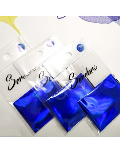 Набор, Serebro, Фольга для дизайна ногтей №30, синий, глянцевый, 5 шт.
