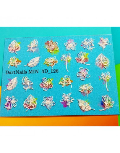 Набор, DartNails, 3D-слайдер «Цветы микс» №126, 3 шт.