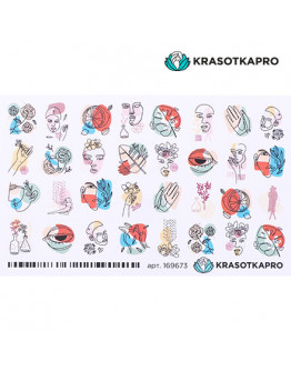 Набор, KrasotkaPro, Слайдер-дизайн №169673 «Абстрактный с лицами и руками», 5 шт.