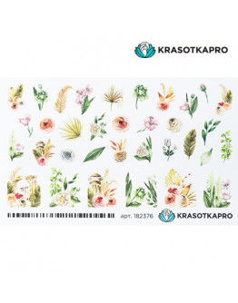 Набор, KrasotkaPro, Слайдер-дизайн №182376 «Цветы в разных тонах», 5 шт.