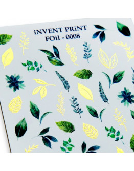 Набор, iNVENT PRiNT, Фольгированный слайдер «Листья. Веточки» №FOiL-008, 3 шт.