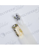 Набор, Полисфера, 3D-слайдер со стразами и фольгой «Мелкие цветы» №021, 2 шт.