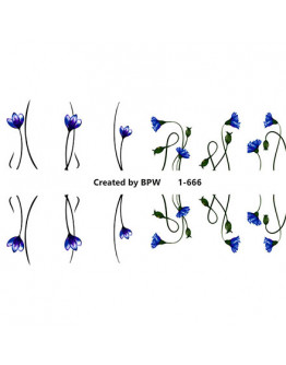 Набор, BPW.Style, Слайдер-дизайн «Синие цветы» №1-666, 3 шт.