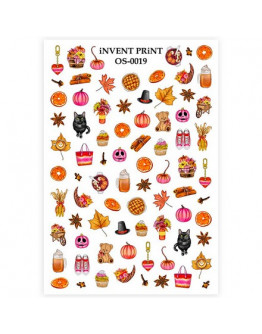 Набор, iNVENT PRiNT, Слайдер-дизайн «Осень. Halloween. Веточки. Листья» №OS-19, 3 шт.