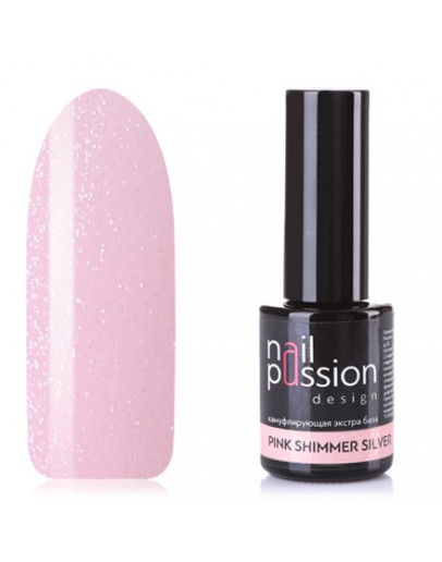 Nail Passion, База Pink Shimmer Silver, 10 мл