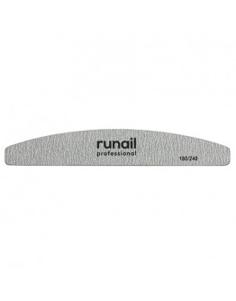 ruNail, Пилка для искусственных ногтей Premium, серая, полукруглая, 180/240