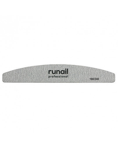 ruNail, Пилка для искусственных ногтей Premium, серая, полукруглая, 180/240