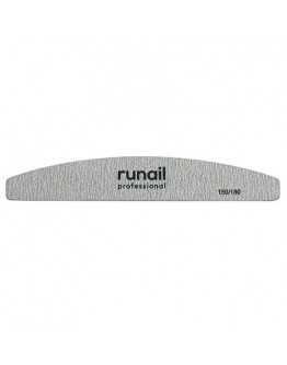 ruNail, Пилка для искусственных ногтей Premium, серая, полукруглая, 150/180