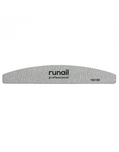 ruNail, Пилка для искусственных ногтей Premium, серая, полукруглая, 150/180