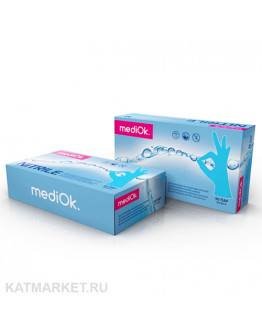 MediOk Перчатки нитриловые, M 100шт голубые