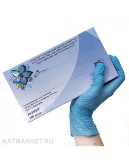 Cerebrum Перчатки нитриловые, M 100шт голубые
