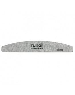 ruNail, Пилка для искусственных ногтей Premium, серая, полукруглая, 180/180