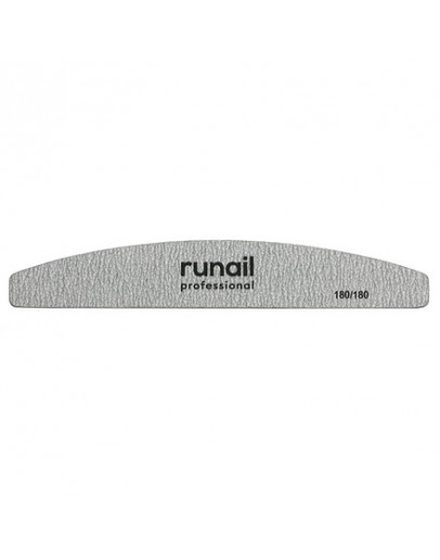 ruNail, Пилка для искусственных ногтей Premium, серая, полукруглая, 180/180