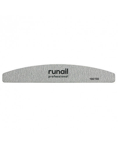 ruNail, Пилка для искусственных ногтей Premium, серая, полукруглая, 100/180